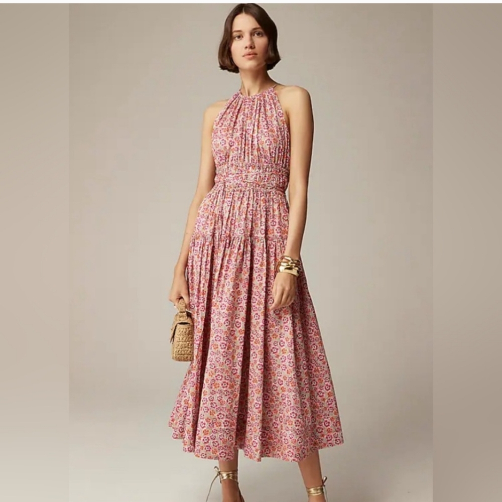 J Crew Tie-waist halter dress in Liberty® Ellie fabric NWT Sz M CA089